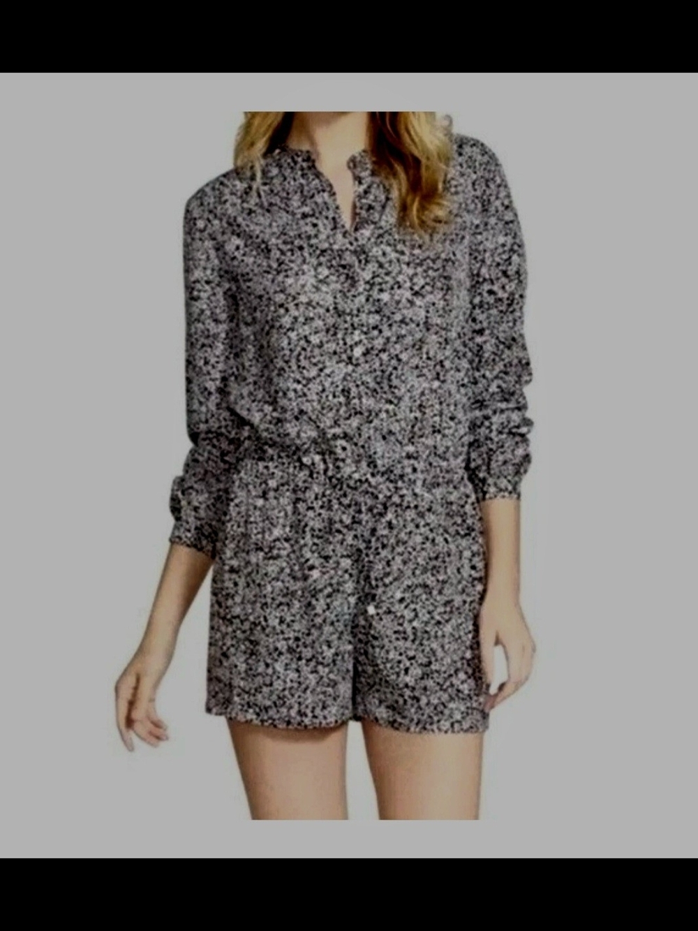 NWOT Michael Kors Black White Floral Long Sleeve Romper Size XS MK - Picture 16 of 16